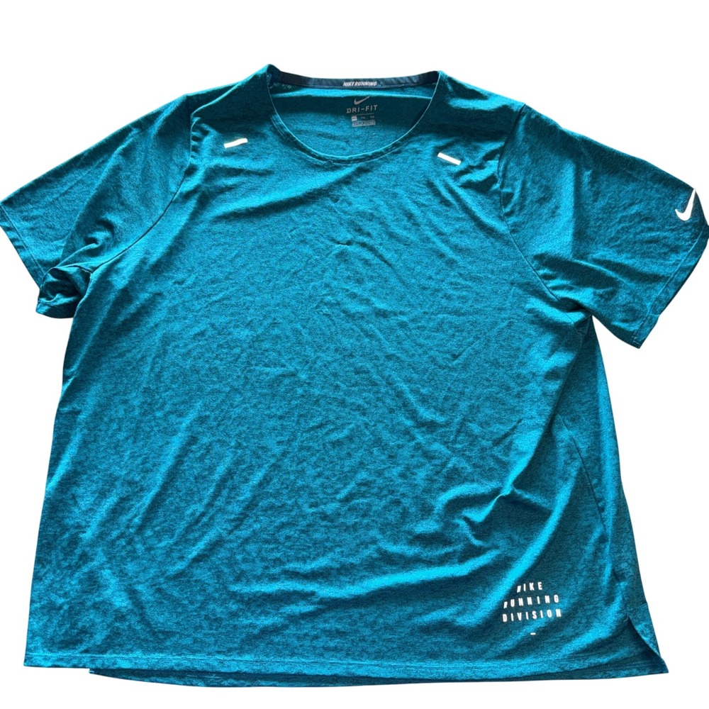 Nike Running Division Top XXL Teal Dri-FIT Short Sleeve Training Shirt